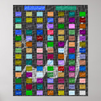 Póster 99 Excelentes nombres de ALLAH (Dios) Asmaa-ul Hus