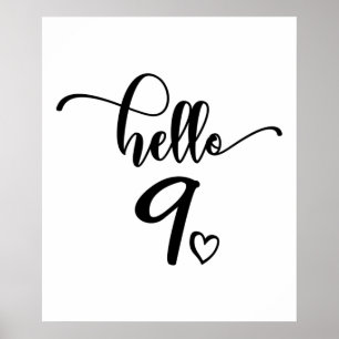 Póster 9.ª Chica de cumpleaños Hola a nueve niños pequeño