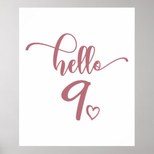 Póster 9.ª Chica de cumpleaños Hola a nueve niños pequeño