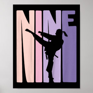 Póster 9.º Regalo de cumpleaños Karate Retro Taekwondo Ma