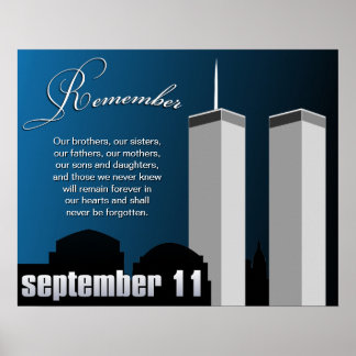 Póster 9/11 de septiembre 11 - Poster de recuerdo del Com