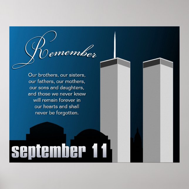 Póster 9/11 de septiembre 11 - Poster de recuerdo del Com (Frente)