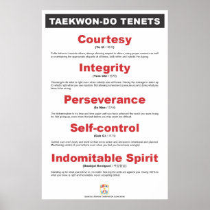 Póster 9-1 poster de los principios de AKTA el Taekwondo