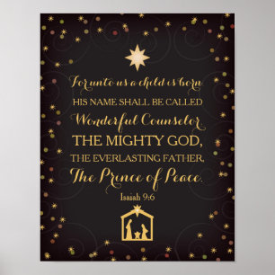 Póster 9:6 de Isaías para a nosotros un niño nace (11x14)