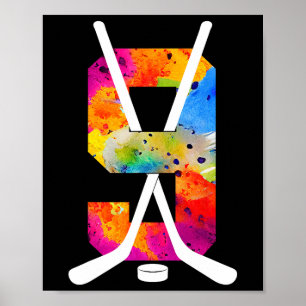 Póster 9 años de hockey sobre hielo Cumpleaños número 9 (