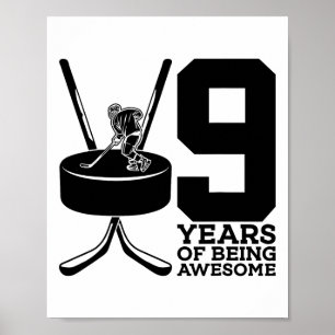Póster 9 años de ser increíble Hockey sobre hielo 9 cumpl
