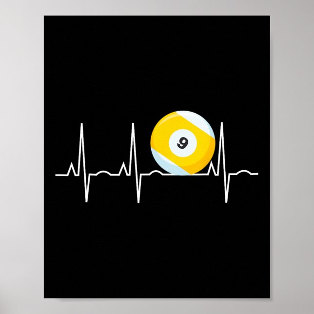 Póster 9 Ball Heartbeat - Pool Player Nueve Ball Heartbea (Frente)