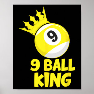Póster 9 Ball King Champion 9 Ball Billiards Pool Player