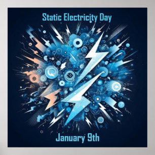 Póster 9 de enero - Día de la electricidad estática