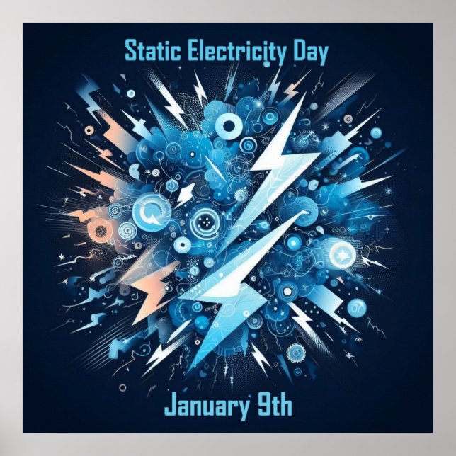 Póster 9 de enero - Día de la electricidad estática (Frente)