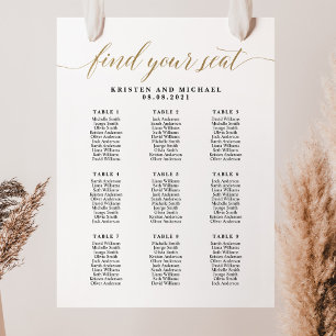 Póster 9 Mesas 90 Invitados Encuentre Su Asiento Gráfico
