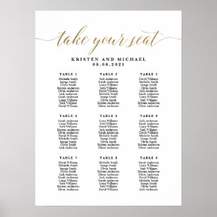 Póster 9 Mesas 90 Invitados Tome Su Asiento Gráfico de As