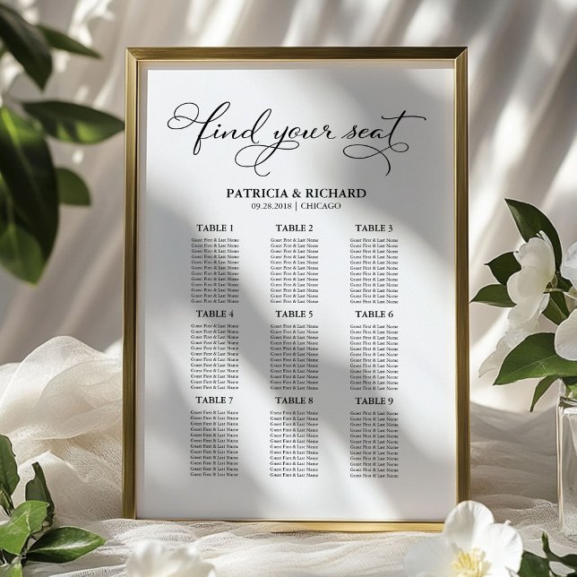 Póster 9 Mesas Boda Tabla de asientos Elegante (Subido por el creador)