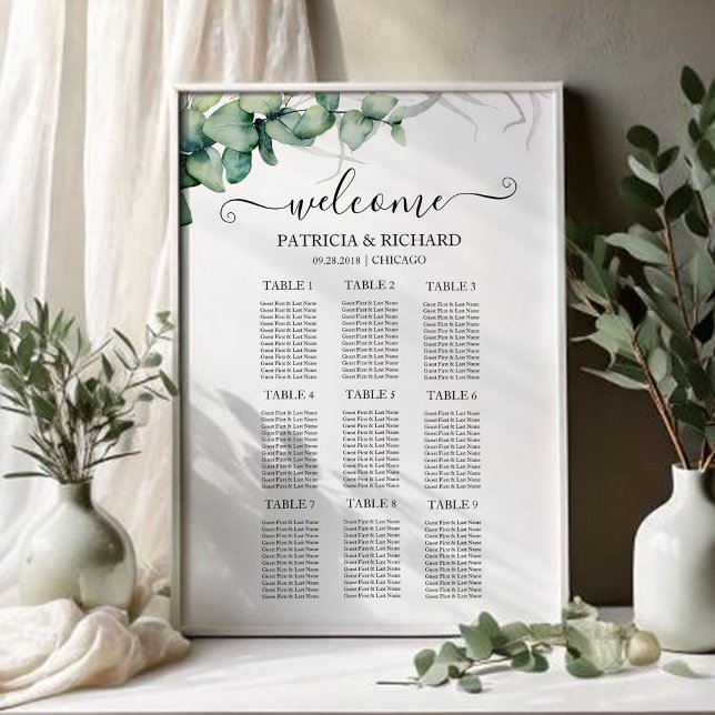 Póster 9 Mesas Gráfico de Asientos de Boda con Vegetación (Subido por el creador)