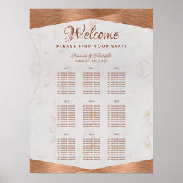 Póster 9 Tabla de asientos de Boda de cobre Cuadro de már