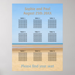 Póster 9 Tabla de asientos de bodas de playa de mesa
