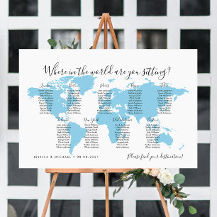 Póster 9 Tablas Destinos Mapa Mundial Gráfico de Asientos