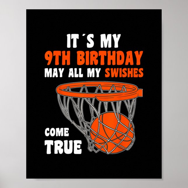 Póster 9 Year Old Happy 9th Birthday Sketll 9th Birthday  (Frente)