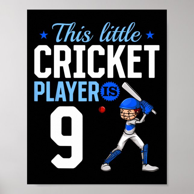Póster 9th Birthday Cricket Player  (Frente)