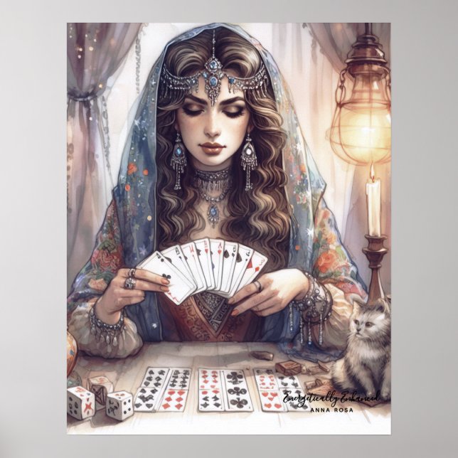Póster *~* A100 Lector de tarjetas de gitano Boho psíquic (Frente)