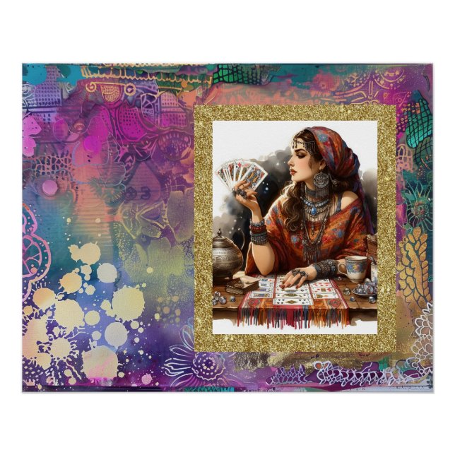 Póster *~* A100. Lector de tarjetas psíquicas Boho Gypsy (Anverso)