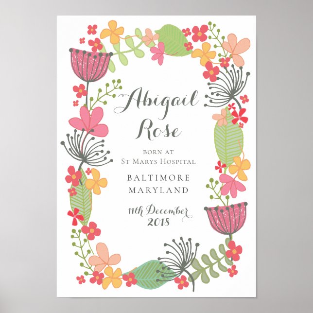 Póster A3 Anuncio de nacimiento de nueva bebé Recuerdo pr (Frente)