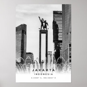 Póster A3 Jakarta Indonesia Coordinates Poster