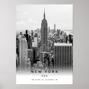 Póster A3 New York USA Coordinates Poster