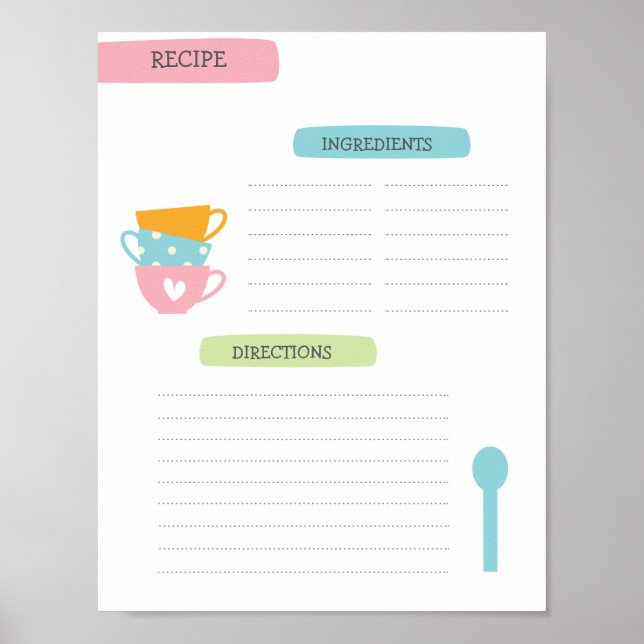 Póster A4 Recipe Template (Instant Download) (Frente)