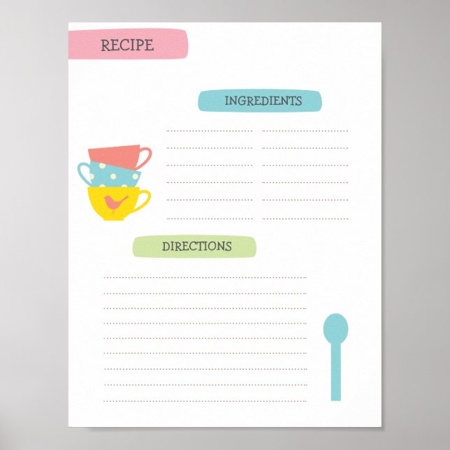 Póster A4 Recipe Template (Instant Download) (Frente)