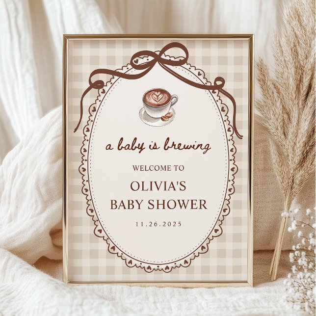 Póster A Baby is Brewing Coffee Baby Shower Welcome (Subido por el creador)