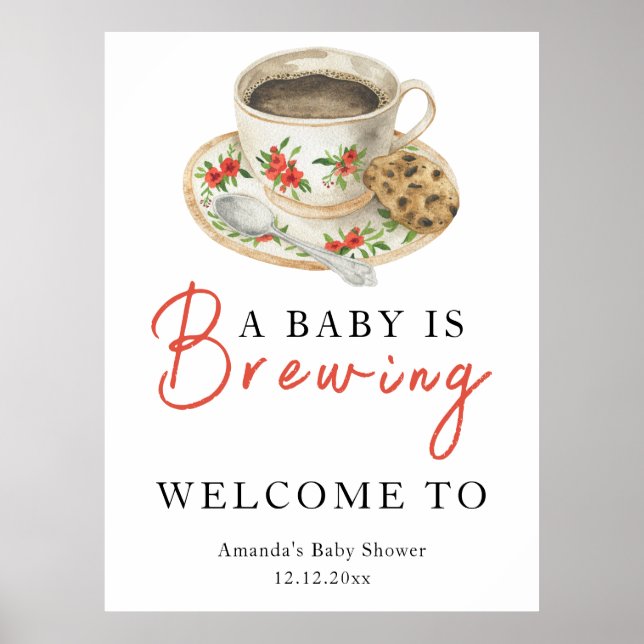 Póster A baby is brewing coffee cup baby shower (Frente)