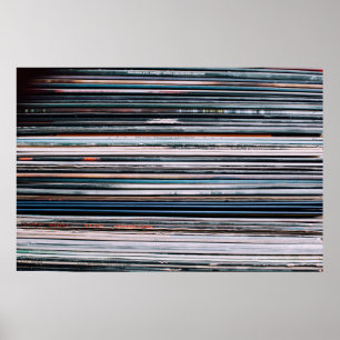 Póster A background consisting of a stack of records in t