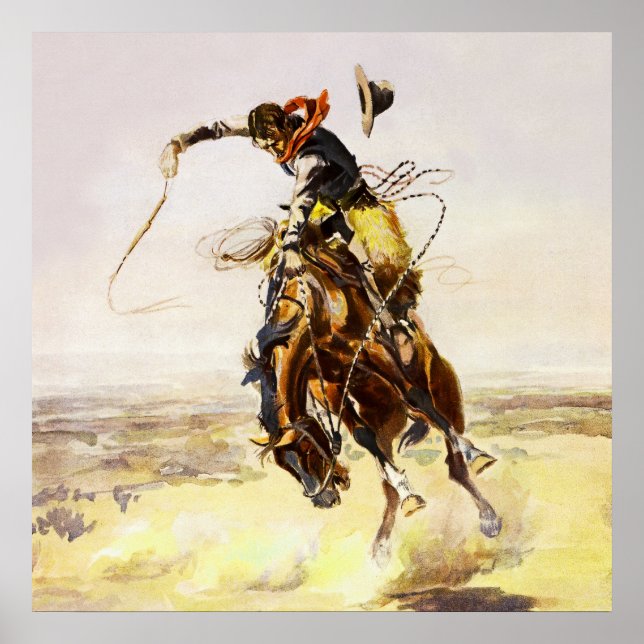 Póster "A Bad Hoss" por Charles M Russell (Frente)