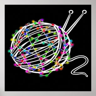 Póster A Ball Of Knitting Wood   Lovely Design