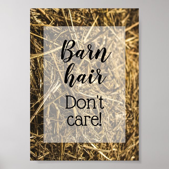 Póster A Barn Hair no le importa una cita graciosa (Frente)