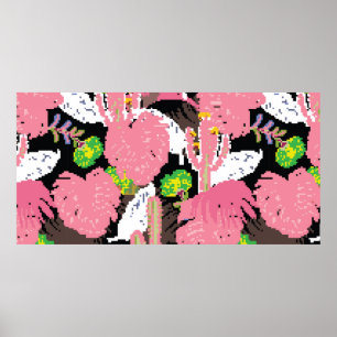 Póster A Beautiful sweet pastel color tropical night patt