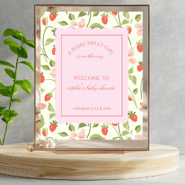 Póster A berry sweet girl is on the way welcome sign