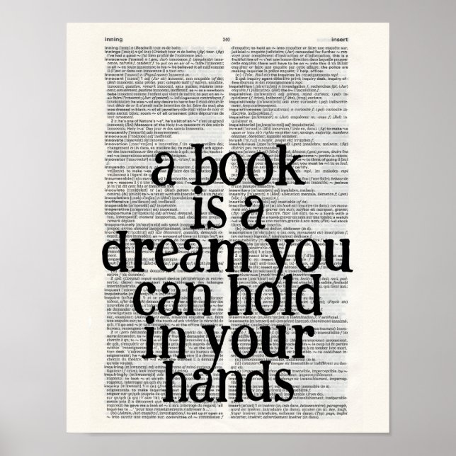 Póster a book is a dream you hold in your hands (Frente)
