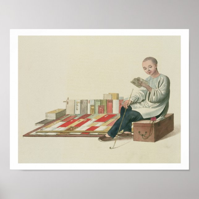 Póster A Bookseller, plate 6 from 'The Costume of China', (Frente)