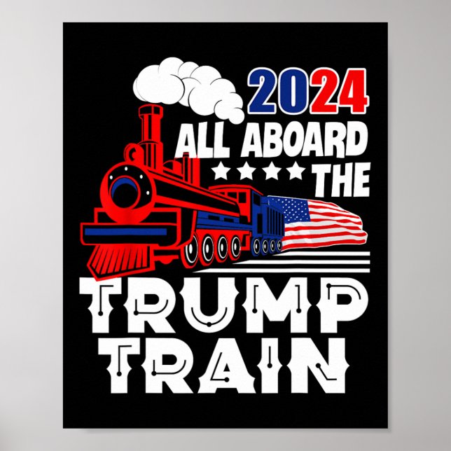 Póster A bordo del tren Trump 2024 Bandera estadounidense (Frente)