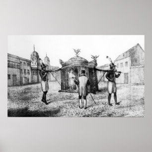 Póster A Brazilian Sedan Chair and a Person Begging