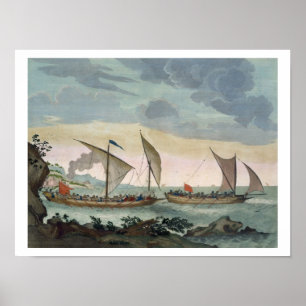 Póster A Brigantine giving chase to a Felucca, and about