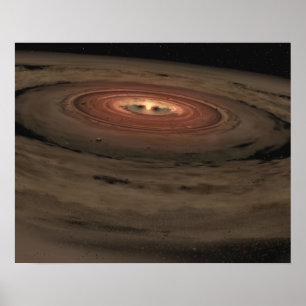 Póster A brown dwarf surrounded by a swirling disk