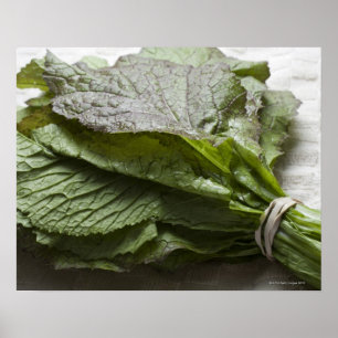 Póster A bunch of fresh mustard greens, from a farmer's