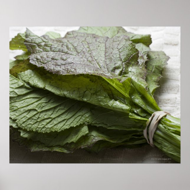 Póster A bunch of fresh mustard greens, from a farmer's (Frente)