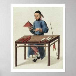 Póster A Cap Maker, plate 51 from 'The Costume of China',
