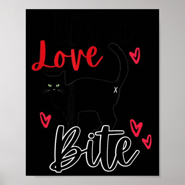 Póster A Cat Bite Means Love, Kitty Valentines  (Frente)