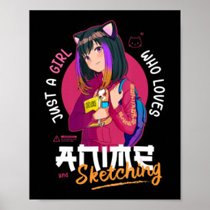 Póster A Chica le encanta bocetos animales Ramen Manga Ot