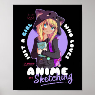 Póster A Chica le encanta bocetos animales Ramen Manga Ot